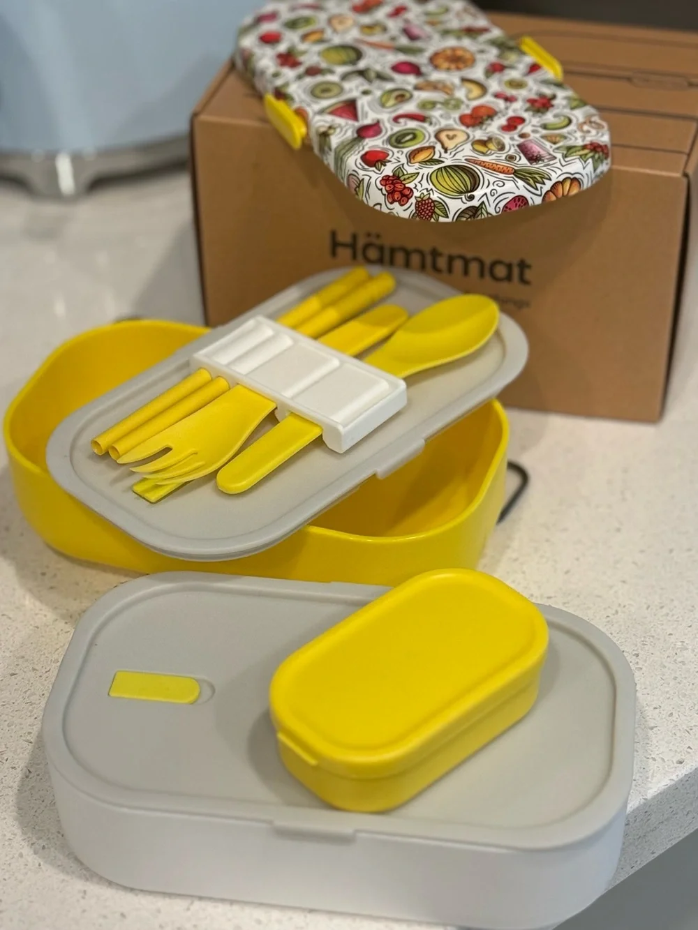 Yellow & White Decorative Bento Lunch Box